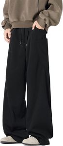 Pantalones Deportivos de Punto Negros para Mujer, Cintura Media, Cordón Ajustable, Casuales, Largos, Color Sólido, 100% Algodón, para Otoño - Product Image 2
