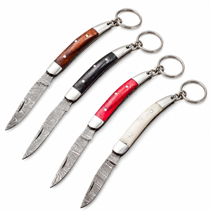 Burraq Damascus Steel Folding Pocket Knives Wooden Handle Leather Cover Outdoor Camping Multi-Color DIY Grade OEM 9-Inch <b>Clip</b> - Product Image 6