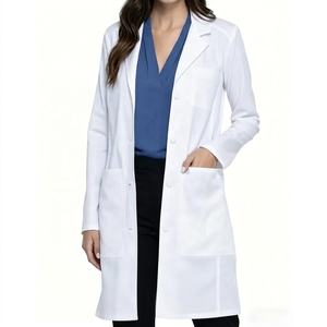 Blouse de laboratoire blanche tissée pour femme, uniforme médical, usage hospitalier, 3 poches, fermeture à boutons-pression, coton et polyester - Product Image 2