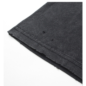 T-shirts pour hommes 100% coton, lavage à l'acide, coupe ample, 300 GSM, t-shirts surdimensionnés pour hommes avec logo personnalisé, streetwear - Product Image 2