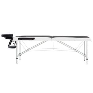Cama de Masaje Plegable de Aluminio de 2 Zonas, Negra y Blanca, con Diseño Confortable - Product Image 3