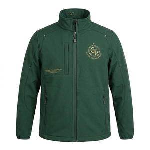 Chaqueta de Forro Polar Verde para Hombre GT EQ, Cierre de Cremallera, Cuello Alto, Logotipo Bordado, Ropa Casual de Otoño - Product Image 1