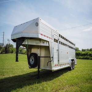 Semi-remorque professionnelle pour le transport de bétail, haute capacité, en acier, à double essieu, avec freins électriques, pour chevaux, bovins et volailles - Product Image 3