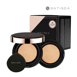 NATINDA Aura Perfect Cover Mineral Dark Light Cushion SPF 50+ Protector Solar Hidratante y Nutritivo Corrector Base de Maquillaje 15gX2 - Product Image 1