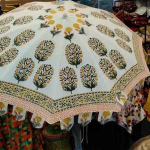 Sombrilla Grande de Algodón Hecha a Mano con Estampado Bagru, Sombrilla de Jardín para Decoración de Jardín, Parasol para Decoración de Bodas - Product Image 5