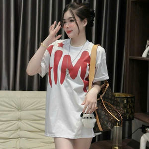 Camiseta Casual para Mujer, Cuello Asimétrico, Manga Corta, Tela de Algodón y Lino, Teñida con Hilo, Transpirable, Lavable, ODM Vietnam - Product Image 3