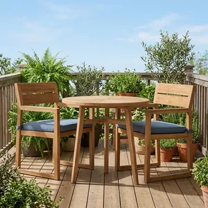 Modern <b>Round</b> <b>Wooden</b> <b>Dining</b> <b>Table</b> Scandinavian Style Stable Design for Outdoor Courtyard Use Natural Finish Home Furniture - Product Image 2