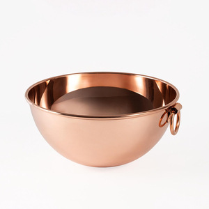 Bol de service décoratif pour salade avec poignée en cuivre, grand bol à fruits avec poignée métallique, vaisselle de table pour la cuisine - Product Image 2