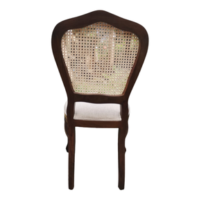 Traditional Wood Dining <b>Chair</b> with Upholstered Linen Seat and <b>Cane</b> Back for Home Furniture - Product Image 2