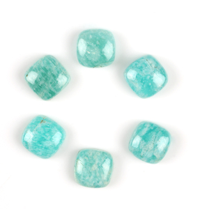 Cabochons en amazonite verte naturelle de haute qualité, taille coussin 10x10mm, hautement polis, opaques, à dos plat, calibrés, pierres précieuses en vrac - Product Image 1