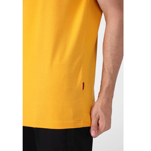 T-shirt pour homme, coupe classique, jaune, tricoté, 100% coton, respirant, col rond, manches courtes, logo personnalisé, écologique, uni - Product Image 3