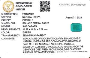 พลอยมรกตทรงแปดเหลี่ยมสีเขียว 9.05 กะรัต จากแซมเบีย - Product Image 6