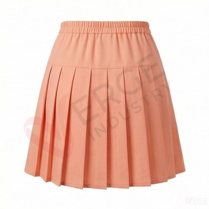 Women's Peach Pleated Mini <b>Skirt</b> <b>Elastic</b> <b>Waist</b> A Line Solid Preppy Style Tennis Golf <b>Skirt</b> - Product Image 2