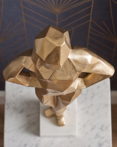 Modern Gold and White Aluminum and Marble Woman Tabletop Sculpture Attractive <b>Table</b> Objects for Modern Decor Figure Sculpture - Product Image 5