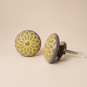 SHUBHAM Floral <b>Ceramic</b> Cabinet <b>Knob</b> Vintage <b>Drawer</b> Pull Round Decorative Furniture Handle for Home - Product Image 3