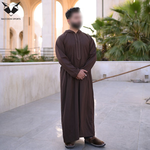 High Quality <b>Men</b> Tech <b>Thobe</b> Simple Plain Design Islamic Clothing Long Sleeve Traditional Polyester Thobes and Turbans - Product Image 6