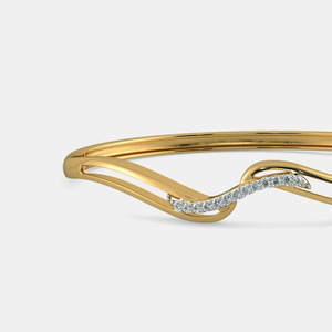 Brazalete Abierto de Oro con Diamantes en Forma de Ola - Product Image 4