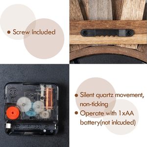 นาฬิกาแขวนผนังลายโบโฮ ซันเบิร์สต์ ใช้แบตเตอรี่ เงียบ ไม่ส่งเสียงติ๊กต็อก ตกแต่งบ้านสไตล์ฟาร์มเฮาส์ ทำจากไม้สามสี สำหรับห้องนั่งเล่น - Product Image 3