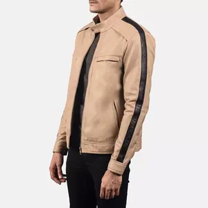 Nouvelle veste en cuir blanc pour homme, haute couture, avec détails côtelés, doublure intérieure durable, imperméable, idéale pour l'hiver - Product Image 2