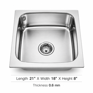 อ่างล้างจานสี่เหลี่ยมสแตนเลสเกรด 304 สำหรับวางบนเคาน์เตอร์ครัวอเนกประสงค์ - Product Image 4