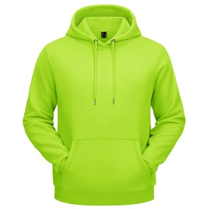Sudadera con Capucha para Hombre, Color Verde Lima, Corte Regular, Color Sólido, Estilo Casual para Otoño, con Bolsillo, Material de Felpa Tejida 2027 - Product Image 1