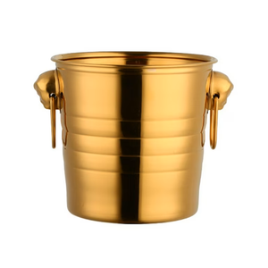 Seau à glace en acier inoxydable doré de 3 L, refroidisseur de vin en métal pour champagne, bière et cocktails, vente en gros, pour fêtes et bars - Product Image 1