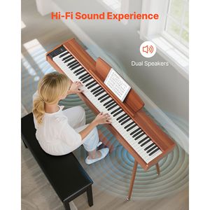 Pianoforte Elettrico a 88 Tasti Pesati con Supporto per Spartiti e Pedali Tripli, Design Compatto, Adattatore di Alimentazione - Product Image 3