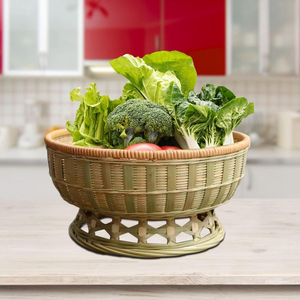 Rustic <b>Bamboo</b> <b>Basket</b> for Snacks and Fruits Natural <b>Bamboo</b> Storage <b>Basket</b> for Kitchen Countertop Desktop Tabletop Organizer Home - Product Image 3