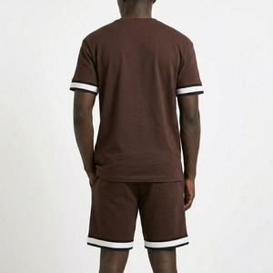 Men's Solid Brown Crew Neck T Shirt And Shorts <b>Set</b> Casual <b>Knitted</b> Summer Outfit With Matching Shorts For Everyday Wear - Product Image 5