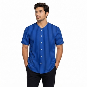 Chemise de baseball personnalisée pour homme, à rayures fines blanches, manches courtes, jersey athlétique pour homme, manches courtes, fermeture à boutons, sport - Product Image 3