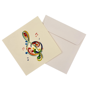 Tarjeta de quilling artesanal colorida con diseño de guitarra, tarjeta de quilling premium con sobre, especial para saludos musicales - Product Image 3