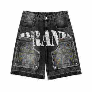 Ensembles deux pièces de haute qualité en coton délavé à l'acide (80 % coton, 20 % polyester) : sweat à capuche et short en jean pour hommes - Product Image 3