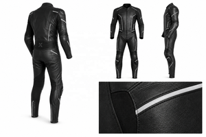 Traje de Motocicleta de Cuero de una Pieza con Detalles Reflectantes |   Negro Azul Marino |   Fabricante OEM ODM |   Diseño de Calidad Premium |   Carreras - Product Image 6