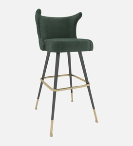 Elegant Velvet Wing <b>Bar</b> Chair Green Gold Accents Contemporary Commercial <b>Adjustable</b> Counter Height <b>Stool</b> Metal Frame <b>Bar</b> - Product Image 1