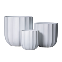 Pot Bunga Silinder Fiberglass Putih Klasik Tahan Beku, Dekoratif untuk Taman Luar & Dalam Ruangan, Set 4 Buah Abadi