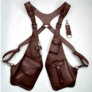 FAZMAX <b>Brown</b> Oxford Tactical Harness Bag Unisex Shoulder Sling <b>Backpack</b> Genuine Leather Lining Zipper Detachable Strap - Product Image 1