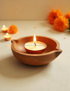 Portavelas de Madera de Acacia Moderno Hecho a Mano con Impresión de 4 Colores, Decoración del Hogar de Primera Calidad que Mejora el Espíritu de Diwali y Bodas - Product Image 6