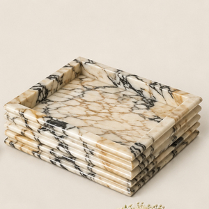 Plateau en marbre naturel de luxe personnalisé, empilable, cannelé, décoratif, pour la décoration de la maison et des hôtels, prix le plus bas - Product Image 1