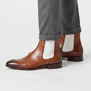 Botas de Tobillo de Cuero para Hombre, Botines de Invierno Sin Cordones, Botas de Tobillo de Cuero para Hombre para Uso Profesional - Product Image 6