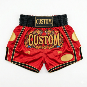 Shorts de Muay Thai en gros pour hommes et femmes, en satin polyester, avec logo personnalisé, shorts de boxe, fournisseur OEM ODM - Product Image 2