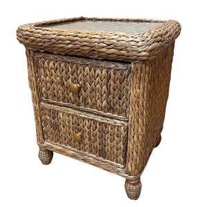 25\" Rattan <b>Wicker</b> Nightstand with Storage <b>Bedside</b> <b>Table</b> - Product Image 1