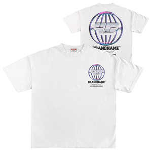 เสื้อยืดคอกลมแขนสั้นสีขาวสำหรับผู้ชาย ทรงปกติ สวมใส่สบาย ผลิตจากผ้าเจอร์ซีย์คอตตอน พิมพ์ลายโลโก้ด้านหน้าแบบ DTF - Product Image 3