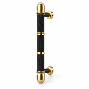 Tirador de Puerta de Latón Moleteado con Textura de Diamante, Barra Segmentada y Extremos Redondeados para Armarios y Guardarropas Modernos - Product Image 1