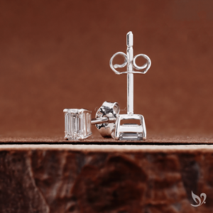 0.25Ct Emerald Cut Lab Grown Diamond <b>Stud</b> Earrings Prong Set IGI Certified 925 Sterling <b>Silver</b> Dainty Minimal - Product Image 2