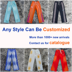 Pantalon de survêtement baggy pour homme, style vintage délavé à l'acide, taille mi-haute, tissu épais, coutures courbées, sans revers, coupe ample, respirant - Product Image 5