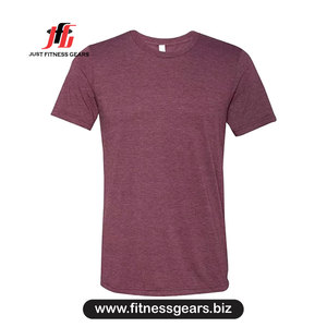 T-shirt à manches courtes pour homme, couleur unie, séchage rapide, col rond, coupe classique, jersey décontracté, 100% polyester, bleu - Product Image 3