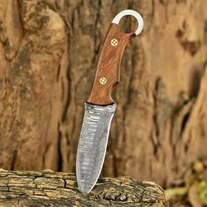Nouveau couteau de poche EDC 2026, fait main, forgé à la main en acier Damas, pointe clip, lame pleine, manche en bois de rose, qualité industrielle - Product Image 2
