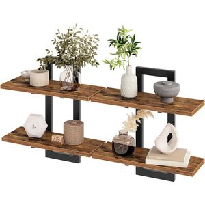 Estantes Flotantes de Pared de 2 Niveles de 15 Pulgadas, Juego de Estantes Colgantes para Baño y Sala de Estar - Product Image 1