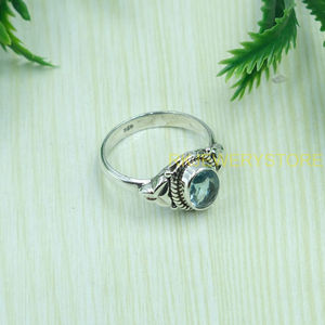 Anillo de Topacio Azul Natural en Plata de Ley 925, Hecho a Mano, Corte Ovalado Vintage, para Mujer, Proveedor de Joyería al por Mayor - Product Image 2