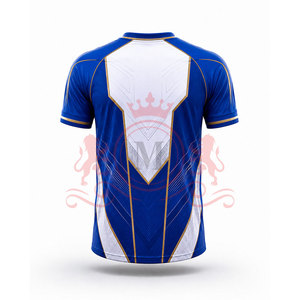 Maillot de football pour homme bleu et blanc à motifs géométriques, manches courtes, col rond, respirant, en polyester, coupe athlétique, toutes saisons - Product Image 2